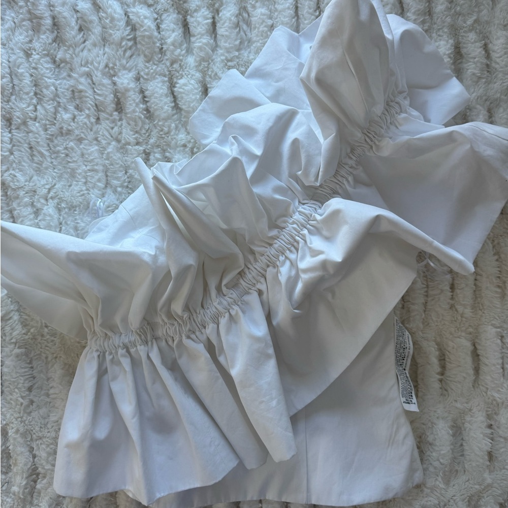 Zara White Ruffled Blouse